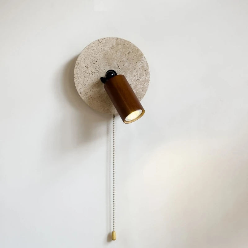Natural Stone Wood Wall Lamp With Switch Sconce