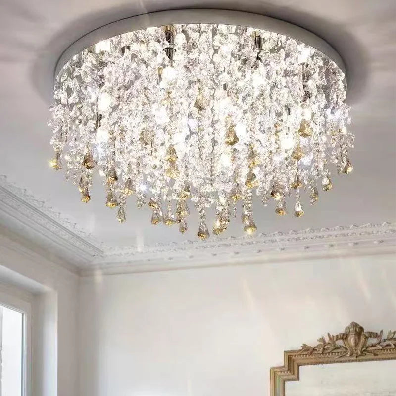Steel Ceiling Lights LED Crystal Lamp Living Room Luminaires