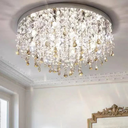 Steel Ceiling Lights LED Crystal Lamp Living Room Luminaires