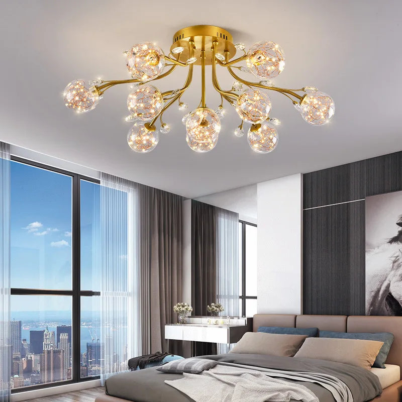 Nordic Dendritic Crystal Ceiling Lamp Glass Flower