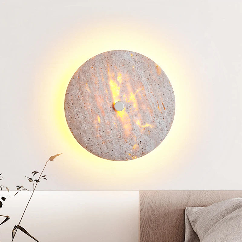Art Round Natural Stone LED Wall Lamp