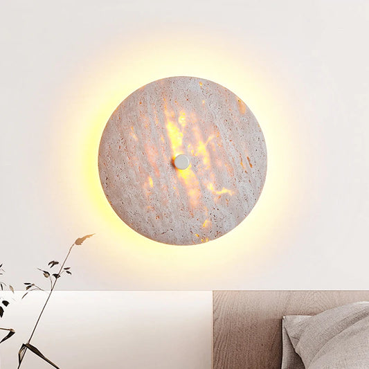 Art Round Natural Stone LED Wall Lamp