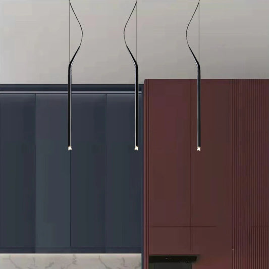 Minimalist LED Pendant Light Black Metal