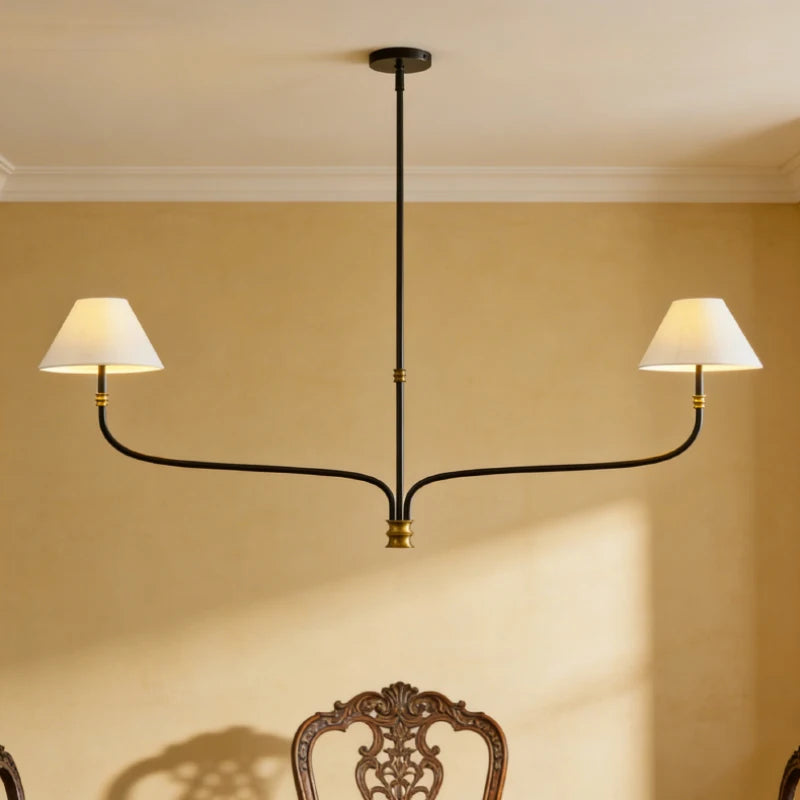 2 3 6 8 10 Lights White Lampshade Black Metal