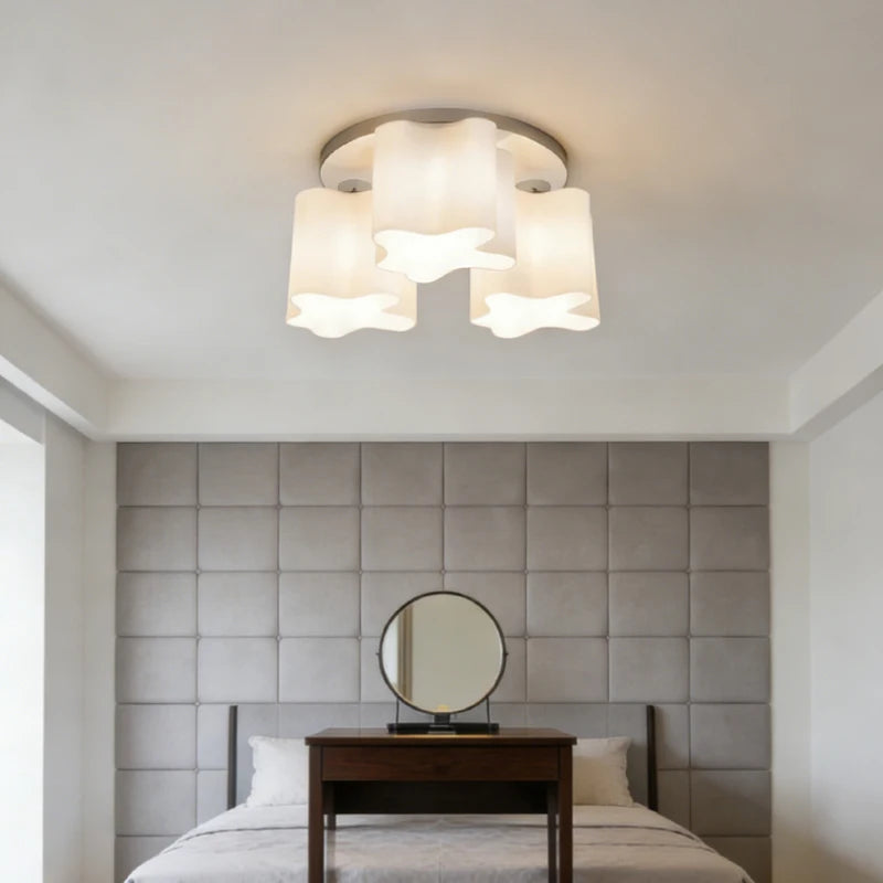 White Glass Ceiling Light E27 Bulb