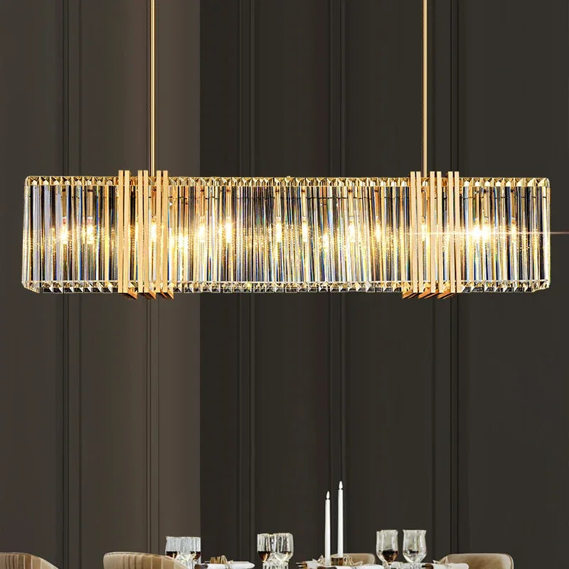 E14 LED Pendant Lights Dining Room Straight Lamp K9 Crystal