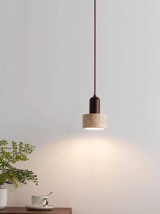 Natural Stone Pendant Light Dark Wood E27 G9 Bulb