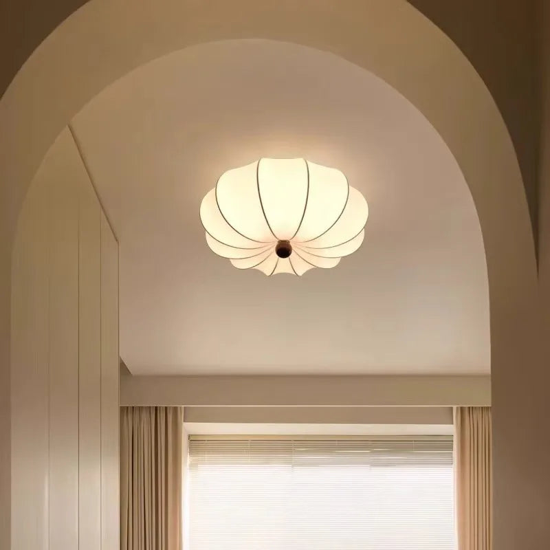 Silk LED Ceiling Lamp Bedroom Romantic White Chandelier