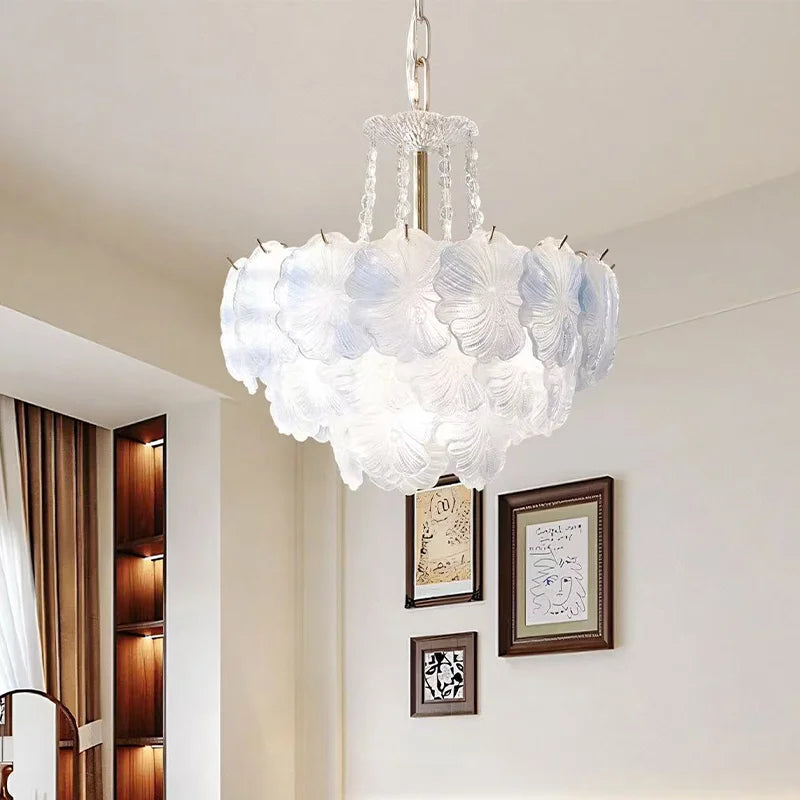 Romantic Gradient Blue Glass E14 Pendant Lights Bedroom K9