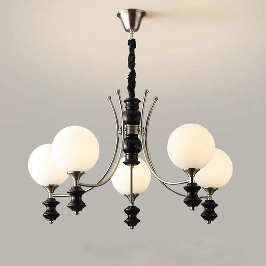 French Retro Living Room Chandelier Modo Glass Globe Ceiling