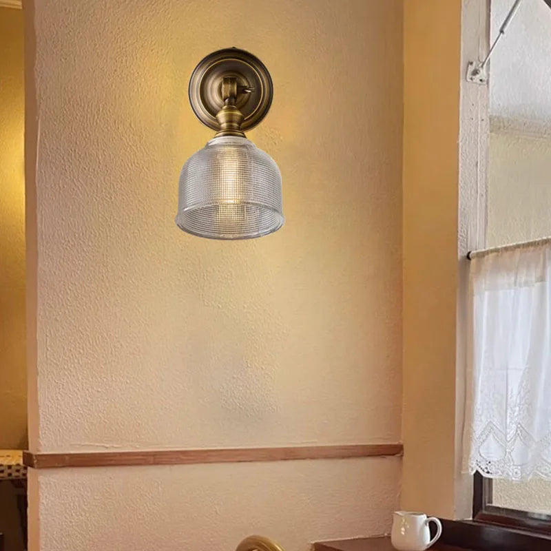 Old Copper Wall Lamp Clear Glass Indoor