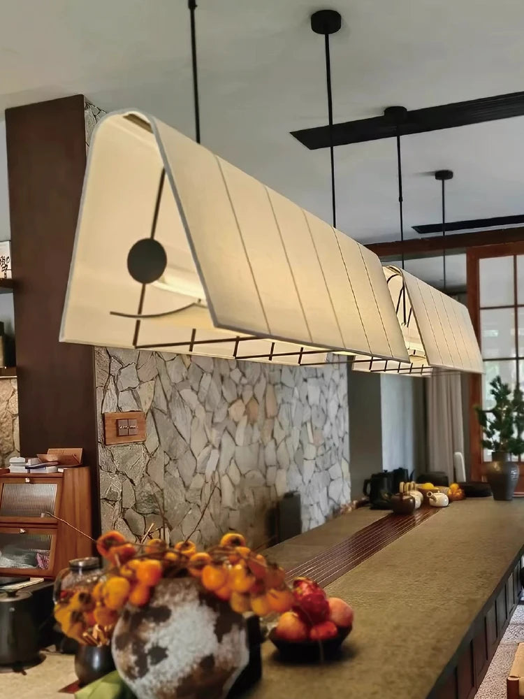 Japanese Zen Dining Room Fabric Pendant Lights Wabi Sabi