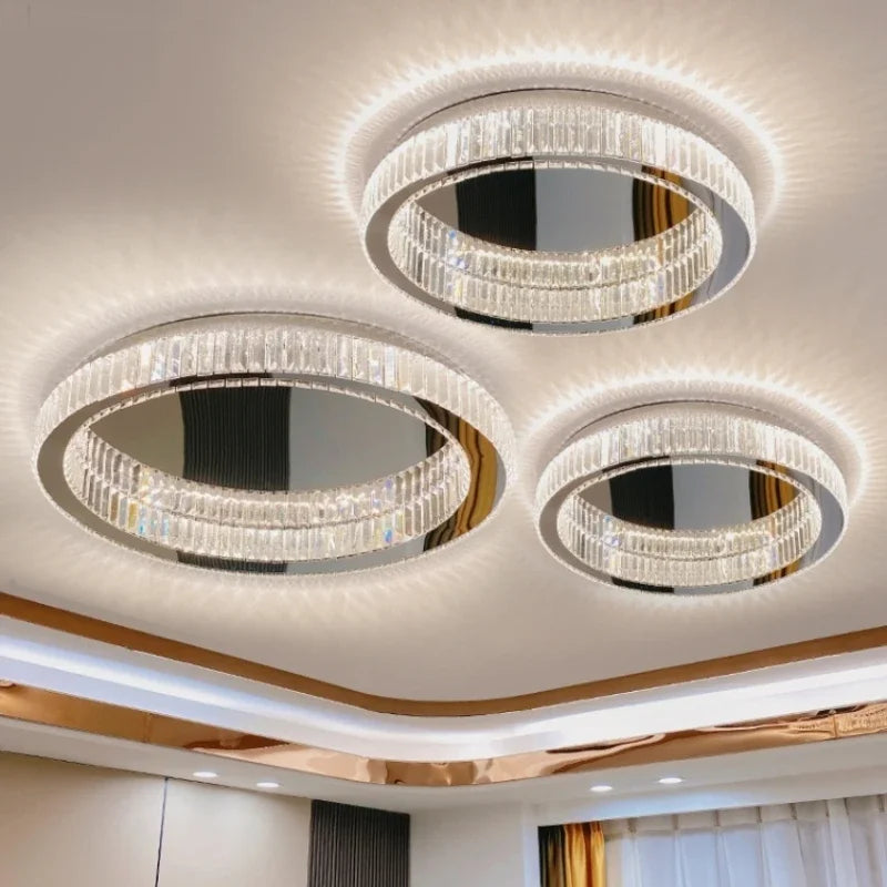 Living Room LED Ceiling Lamp K9 Crystals Dimmable Light