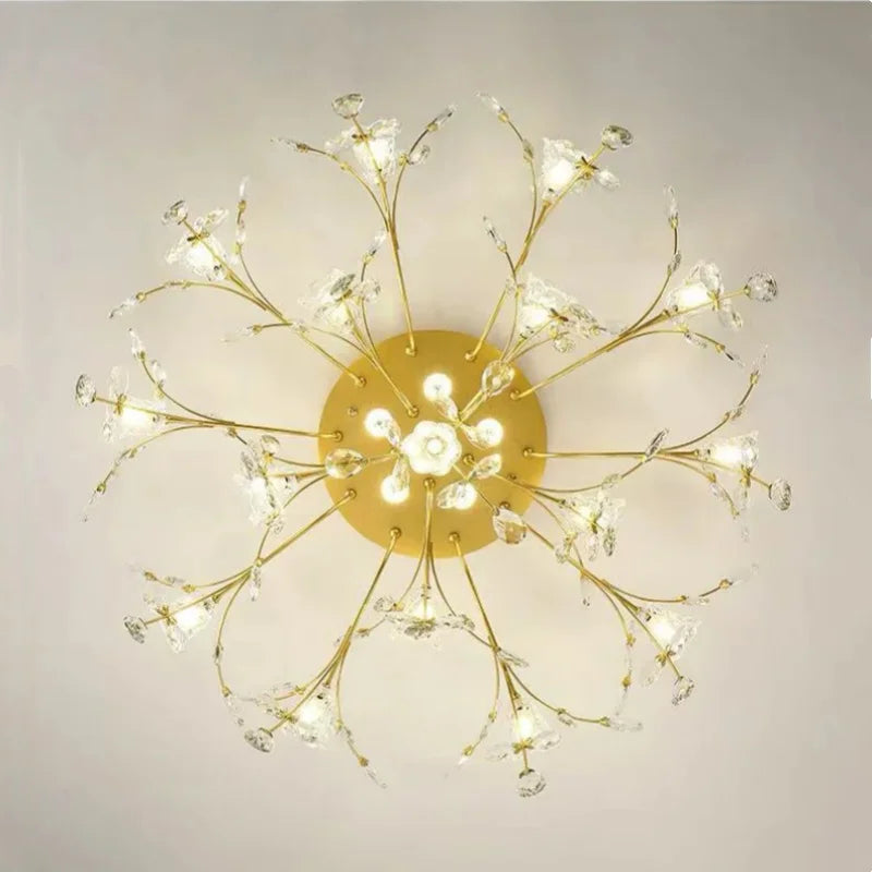 European Gold LED G9 Ceiling Light K9 Crystal