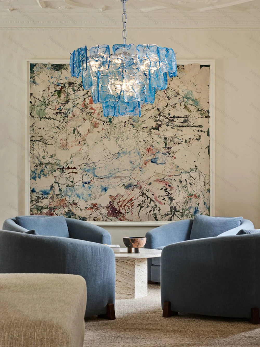 Blue Eyes Glass Collection Dimmable LED Chandelier