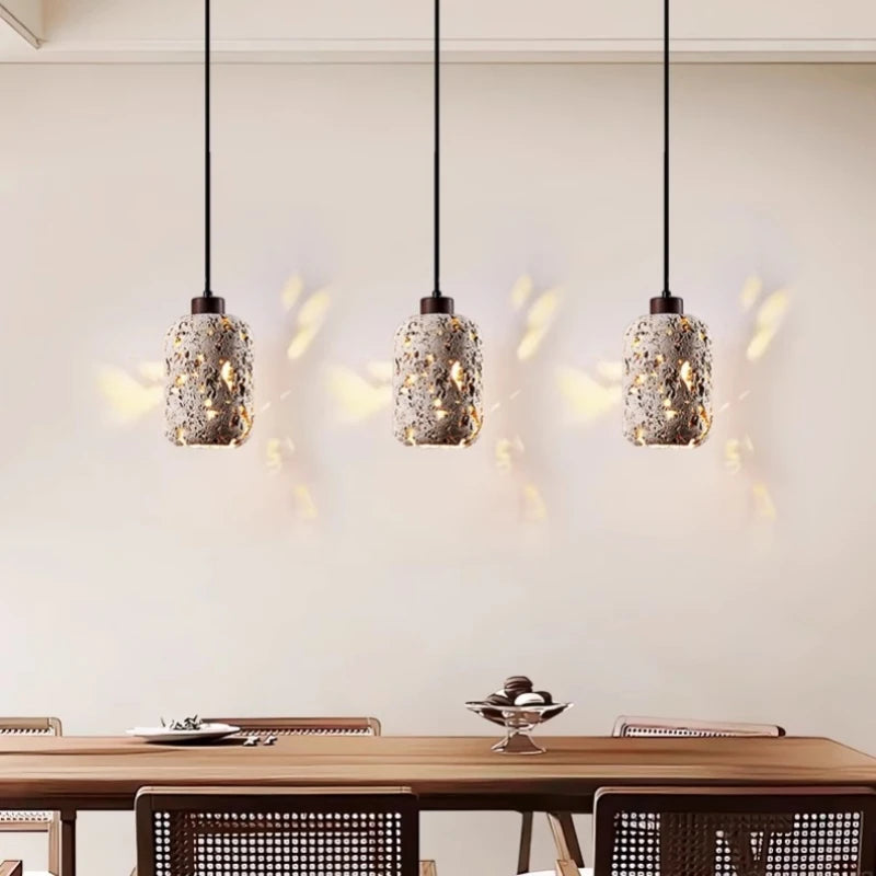 Creative Natural Stone Pendant Lamp Art E27 Bulb Wire