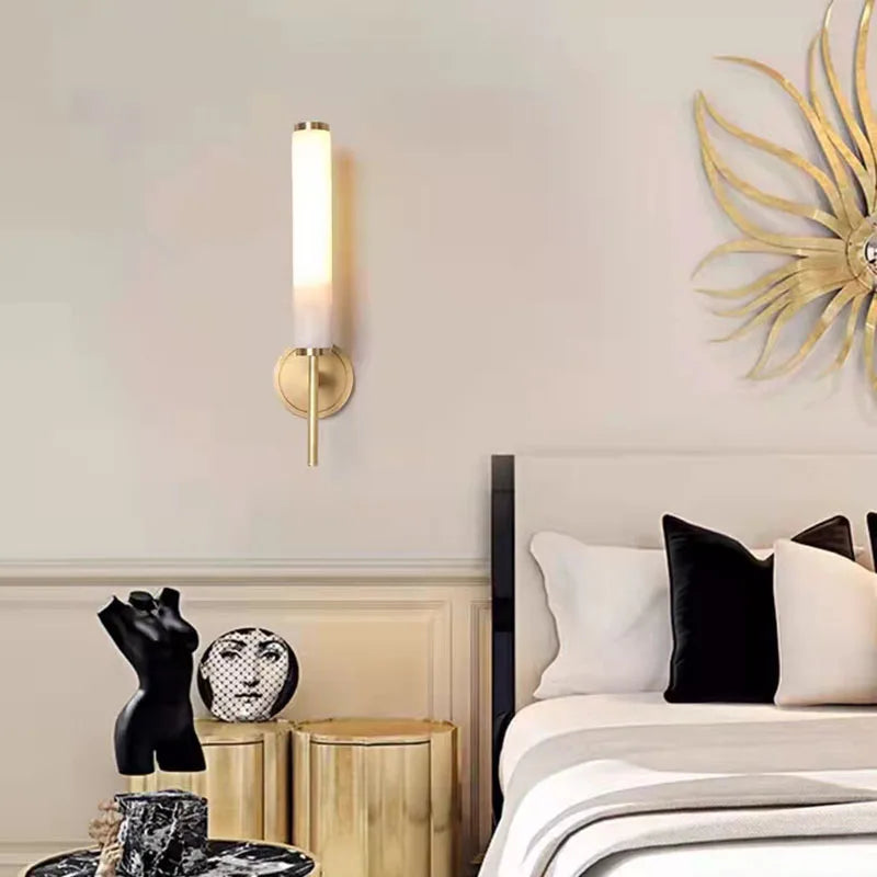 Natural Marble LED Wall Lights Black Gold Copper Foyer TV
