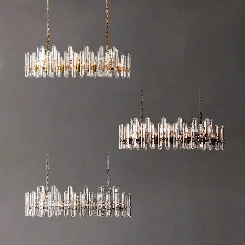 American Brass Silver Black K9 Crystal LED Chandelier