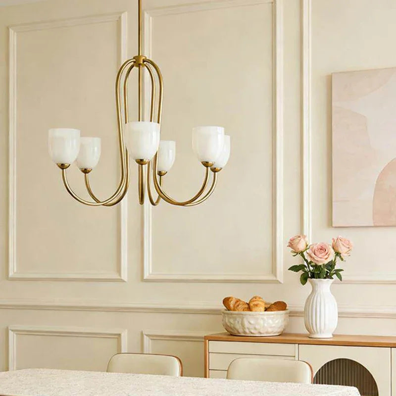 Nordic Romantic Glass E27 LED Chandelier Pink White Shades