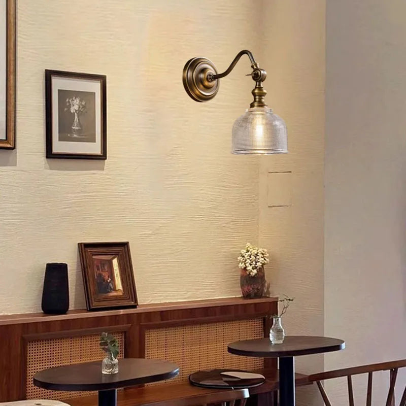 Old Copper Wall Lamp Clear Glass Indoor