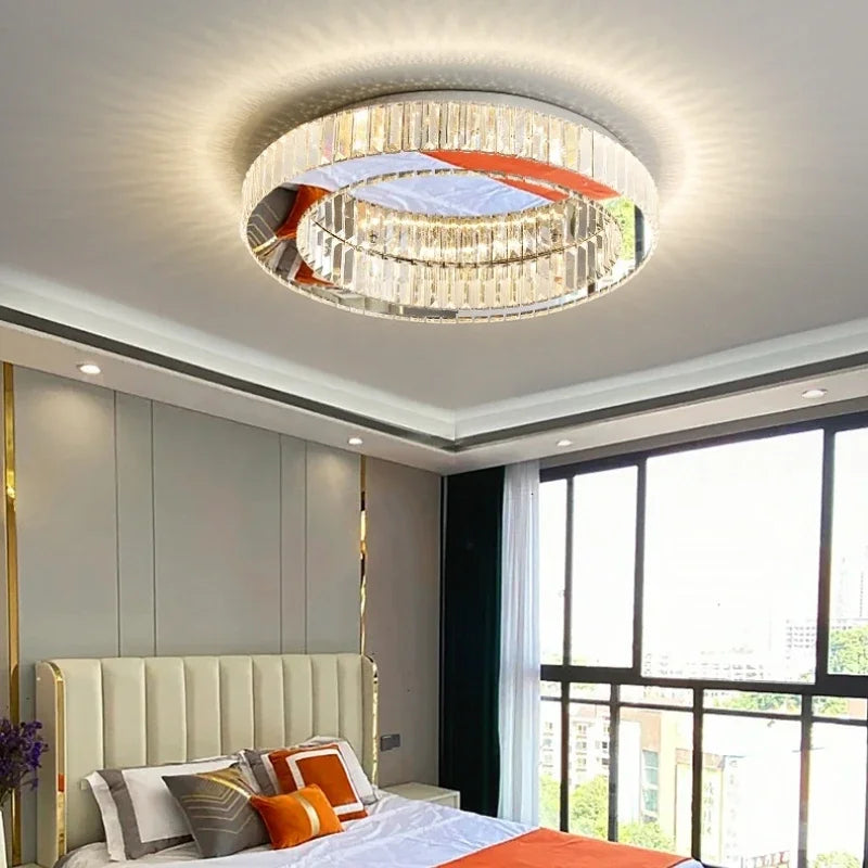 Living Room LED Ceiling Lamp K9 Crystals Dimmable Light