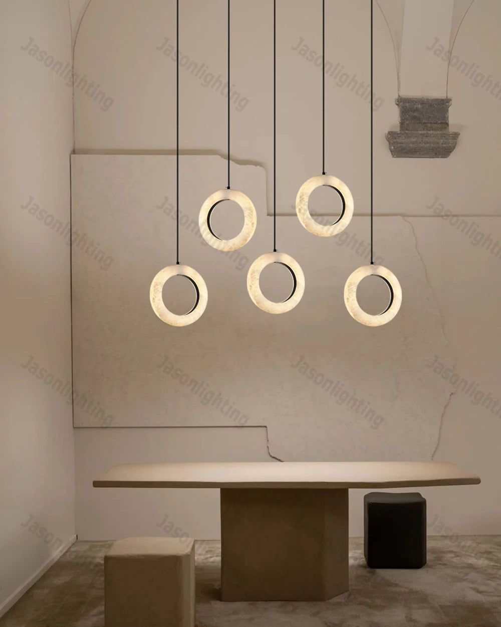 LED Postmodern Natural Marble Circle Chandelier