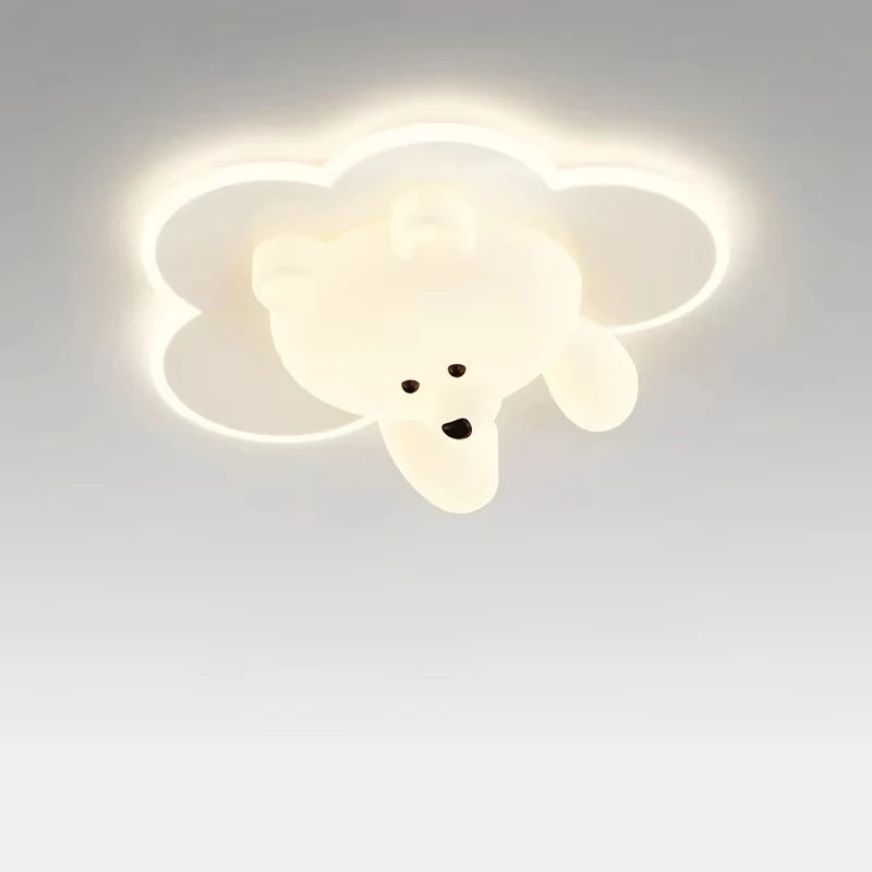 Bear Ceiling Light Cream Lamp Cute LED Clouds Round