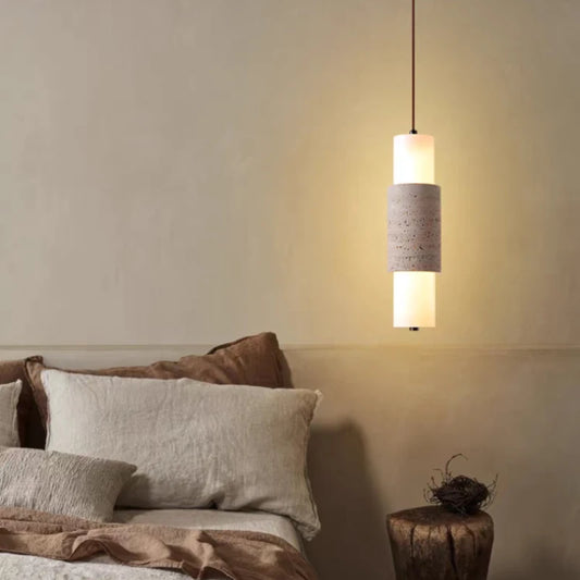 Minimalist LED Pendant Lamp Real Stone White Acrylic