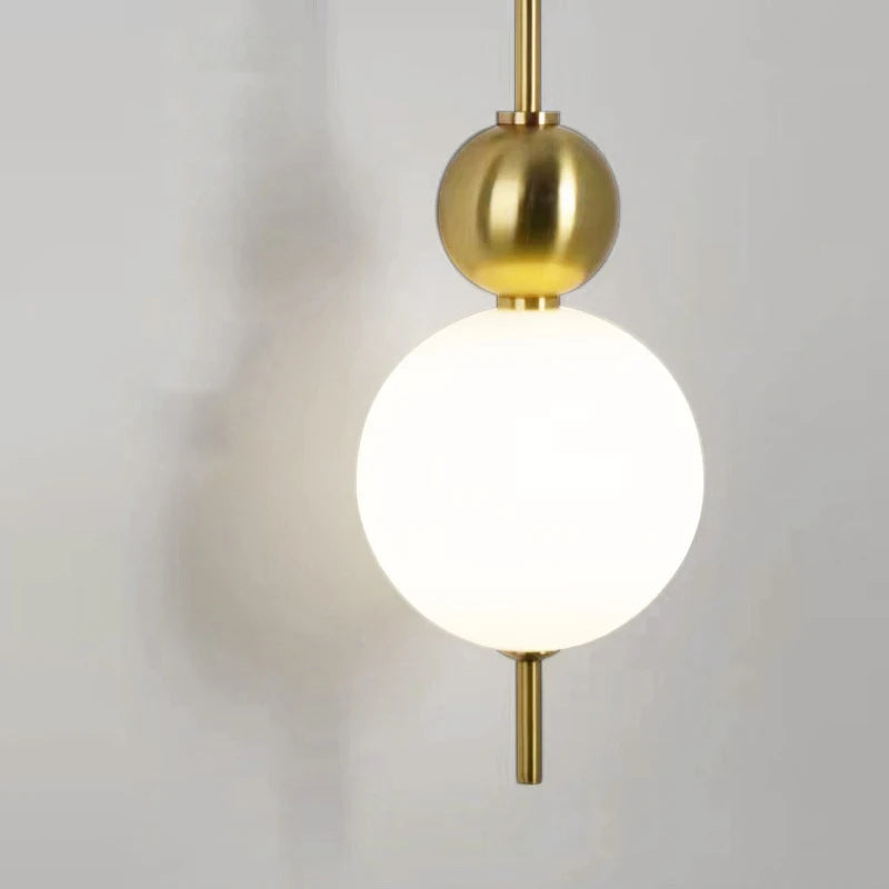 Design LED Wall Lamp White Acrylic Ball Gold Metal Bedrooom