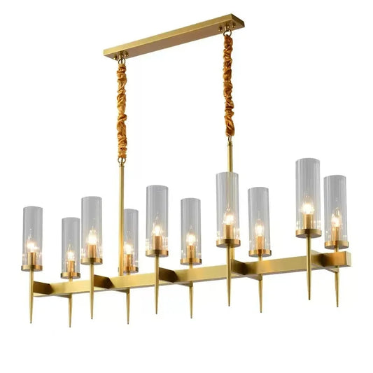 American Living Room LED Pendant Lights Gold Metal Glass