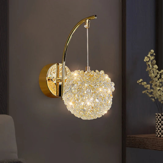Beautiful Crystal Wall Lamp Gold Metal G9 Bulb