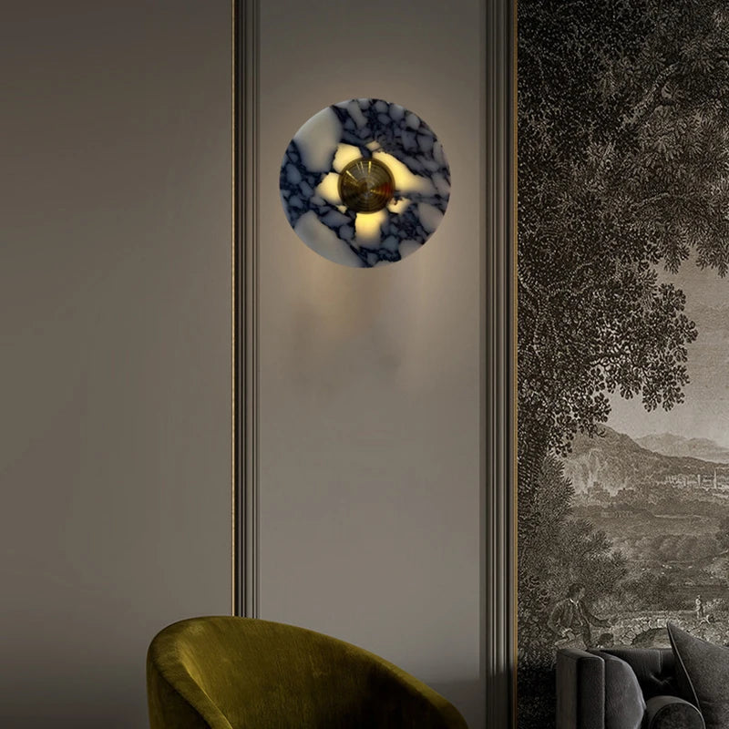 Art Wall Light Stone Gold Metal