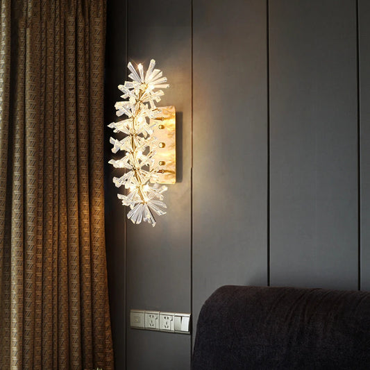 Crystal LED Wall Lights Gold Metal Living Room Bedside TV