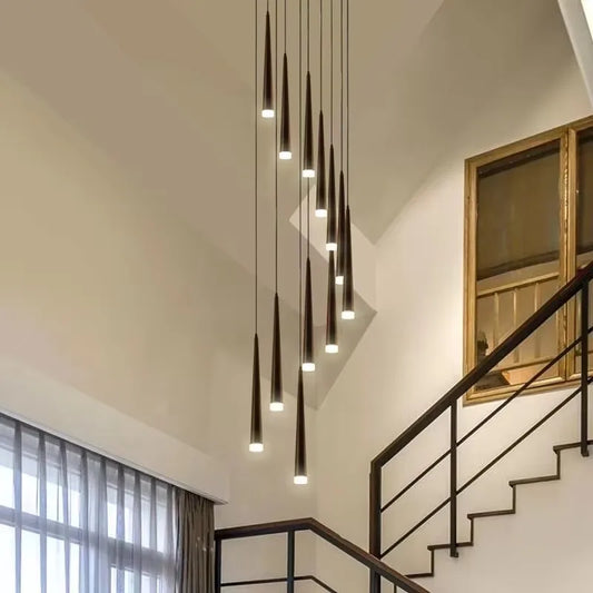 Black Cone Tube Chandeliers Dining Room Island