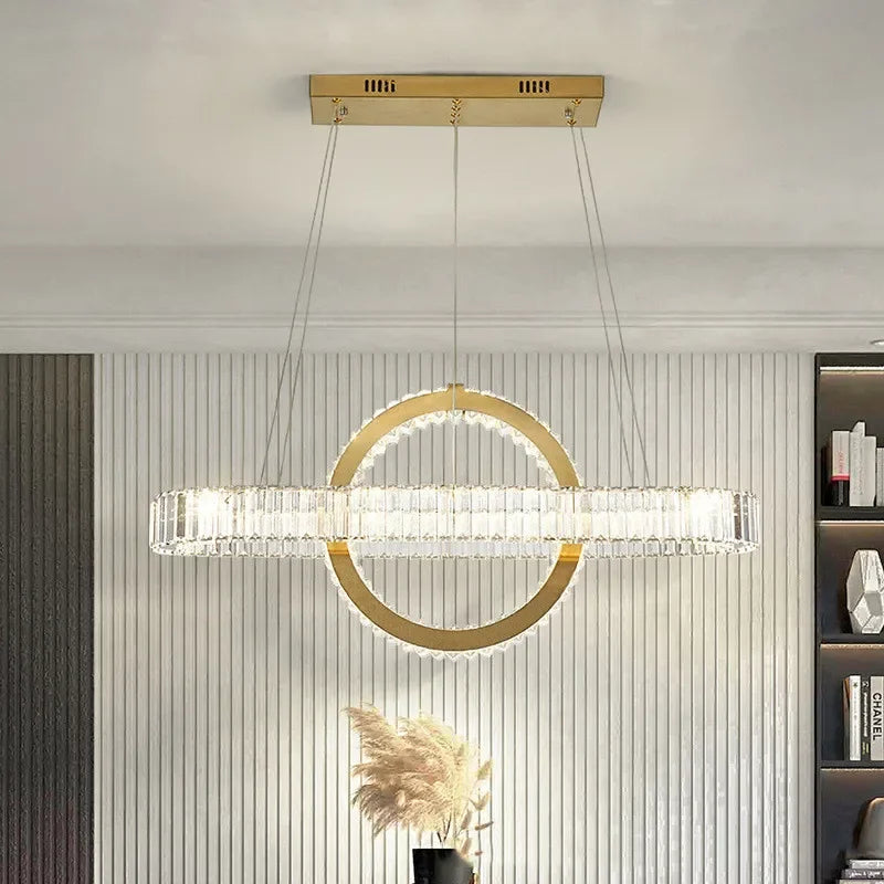 Oval Chrome Gold Steel LED Dimmable Pendant Lights