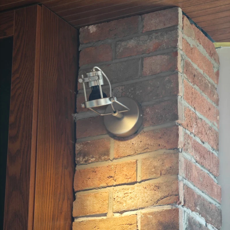 American Vintage Wall Light GU10 Bulb Silver Metal Rotatable