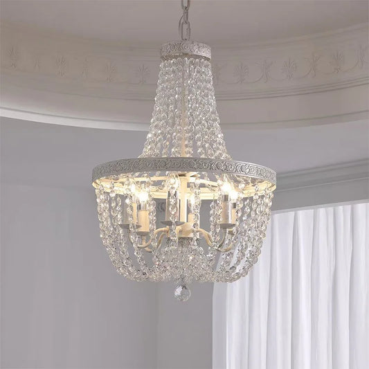 American K9 Crystal E14 Pendant Lights French White Iron