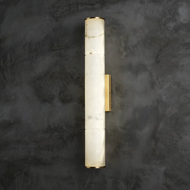 Cylindrical Natural Marble LED Wall Lights Copper