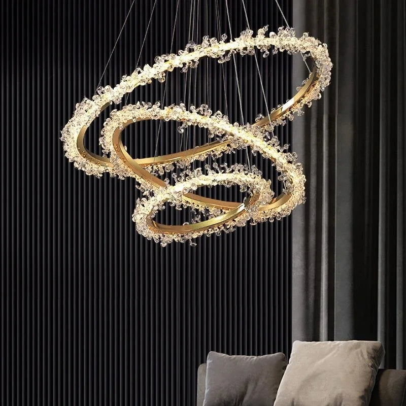 Crystal Dimmable Pendant Light Living Room Circle