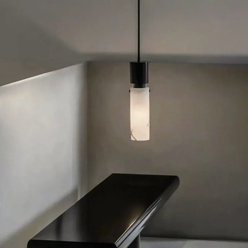 Natural Marble Chandelier Brass E14 Bulb