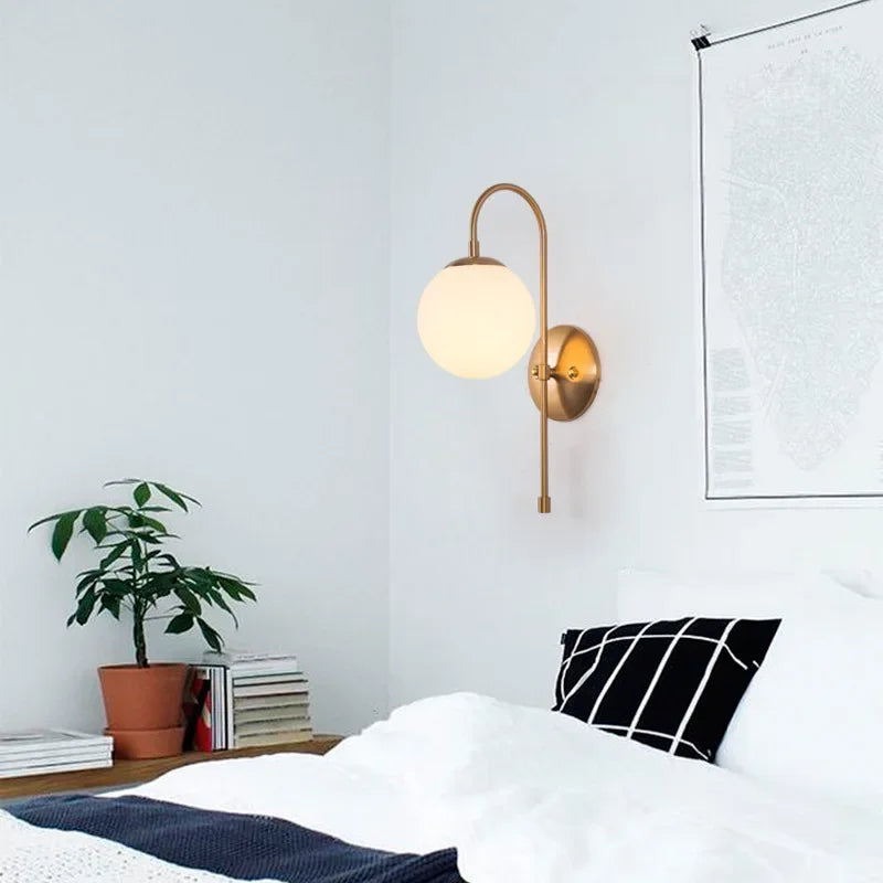 Wall Lamp LED Lighting Fixture Nordic Glass Ball Metal
