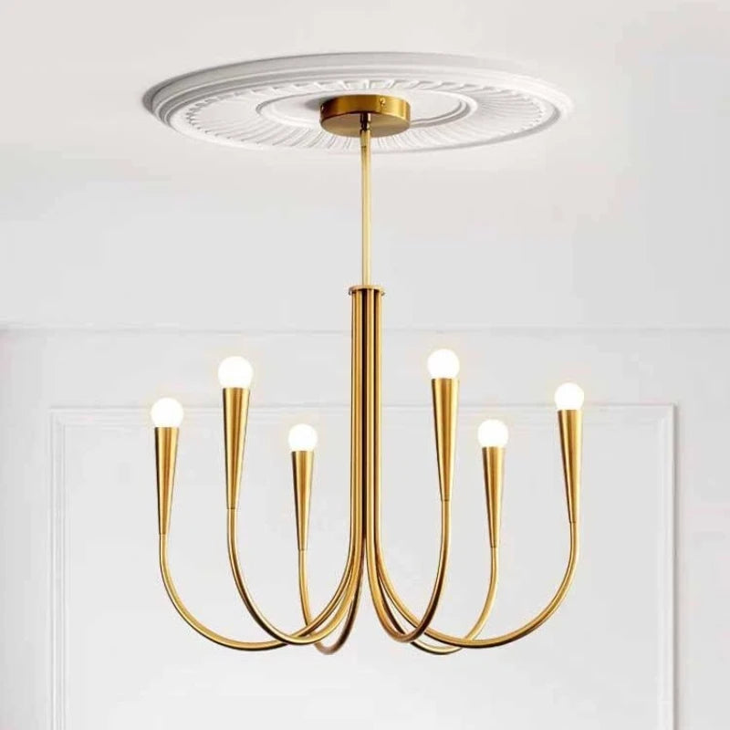 Nordic Living Room E14 LED Chandelier Black Gold Arms