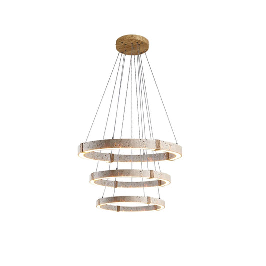 Wood Stone Ring 40-60CM Dimmable LED Chandelier
