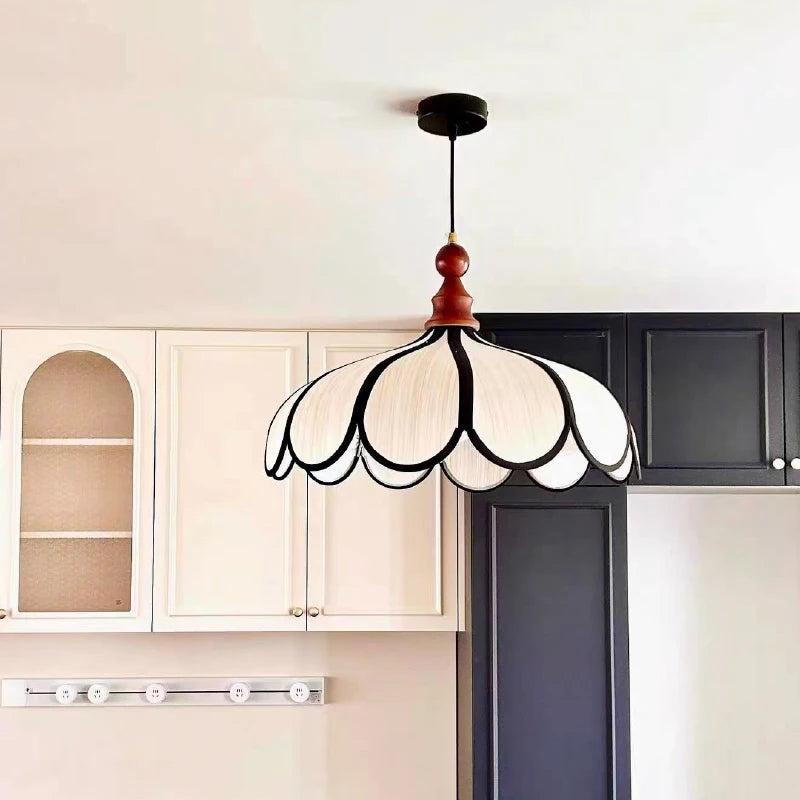French Retro Abaca Shades E27 LED Pendant Lights Chinese