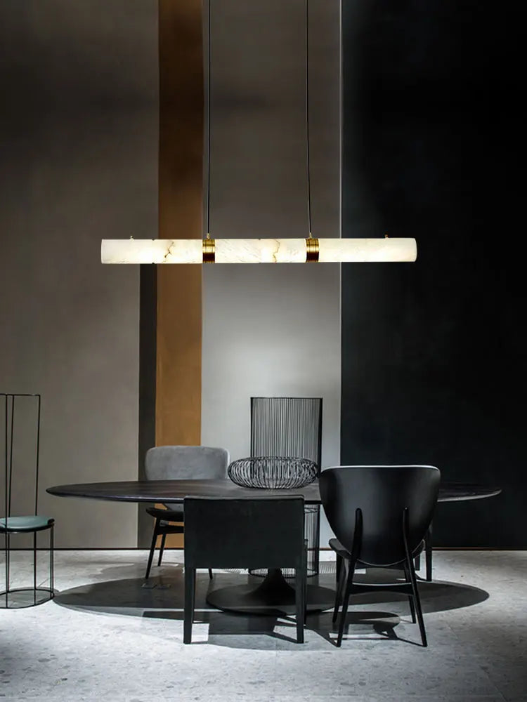 Dimmable LED Marble Linear Hanging Lamps Chandelier