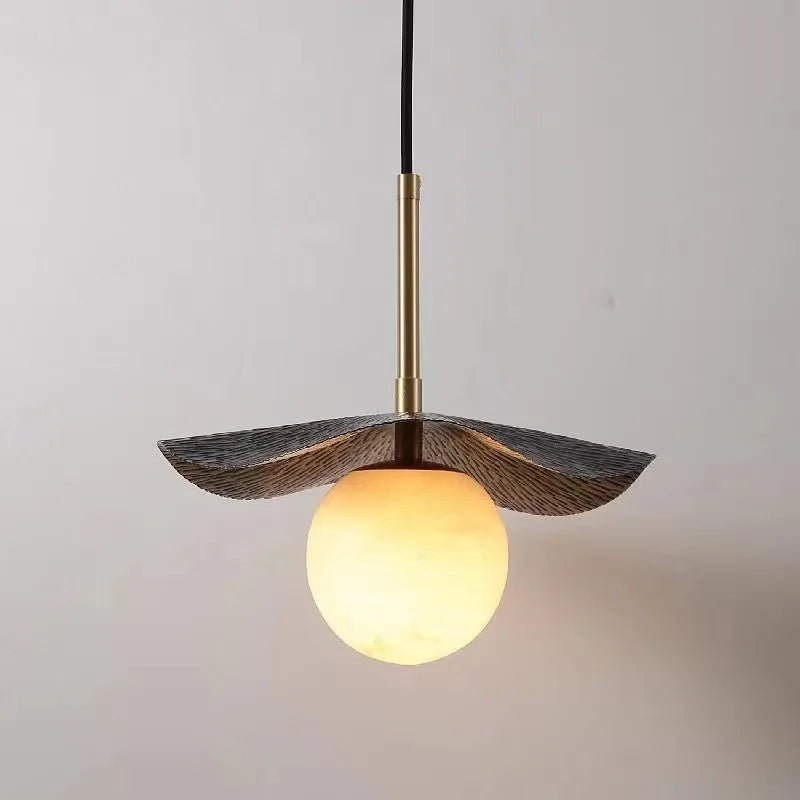 Novelty Copper Bedside Chandelier Natural Marble Ball