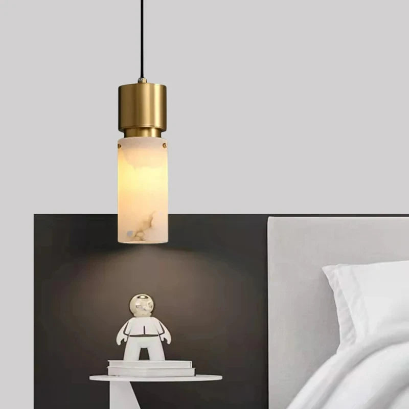 Natural Marble Chandelier Brass E14 Bulb