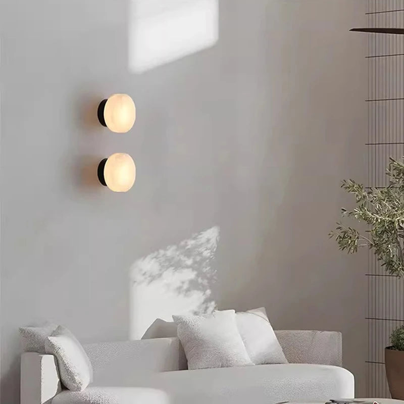 Real Marble LED Wall Lamp Black Gold Copper