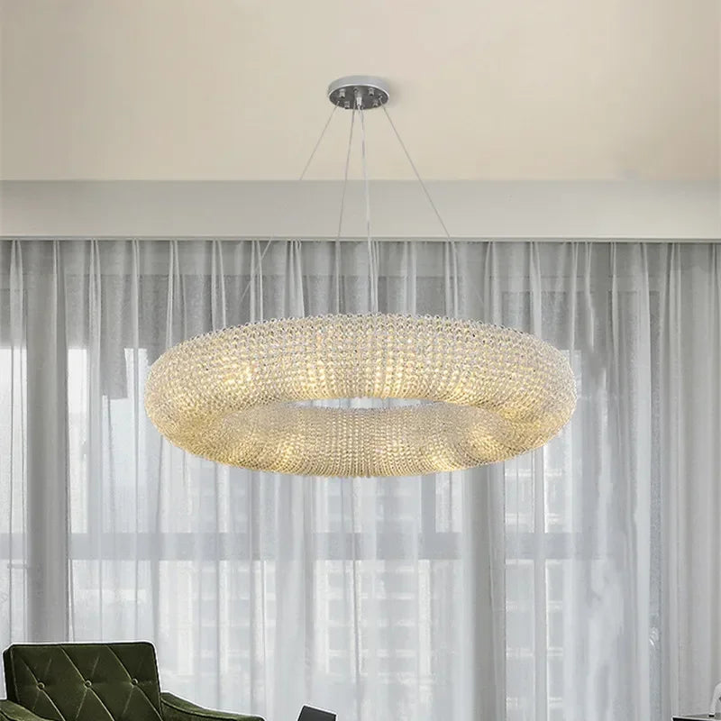American K9 Crystal E14 LED Pendant Light Loft Round Iron
