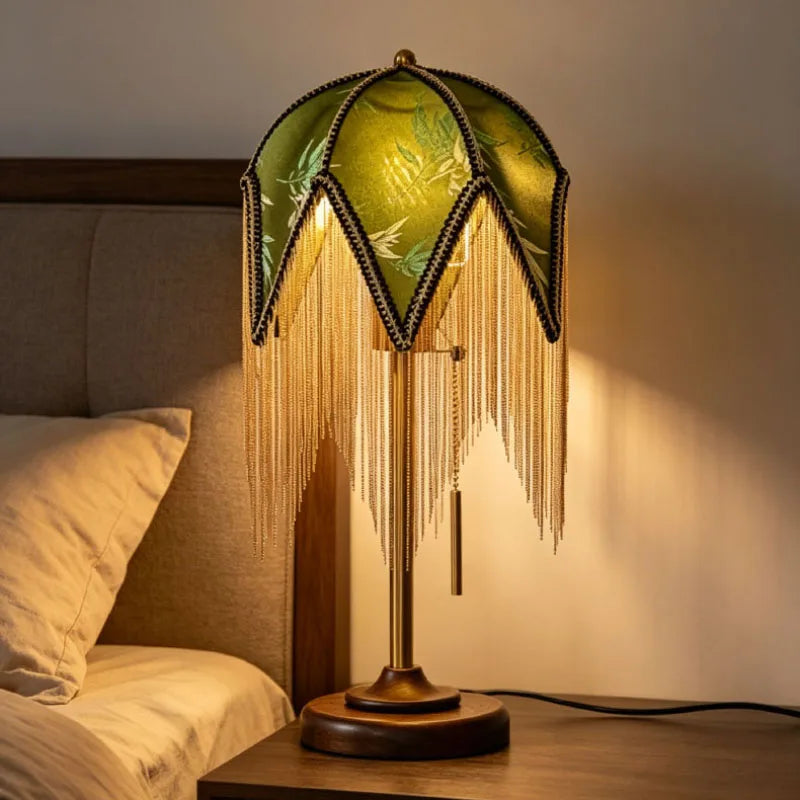 Creative Fabric Lampshade Table Lamp E27 Bulb Wood Base